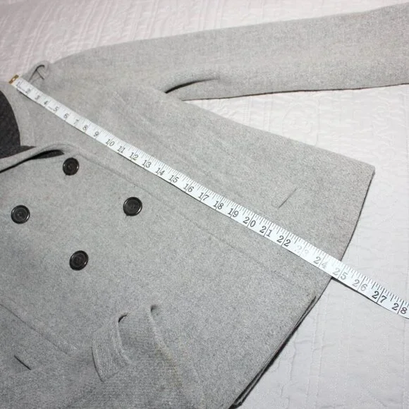 J. Crew Womens Stadium Cloth by Nello Gori Wool Blend Pea Coat Gray Size 8 Tall - Picture 9 of 13